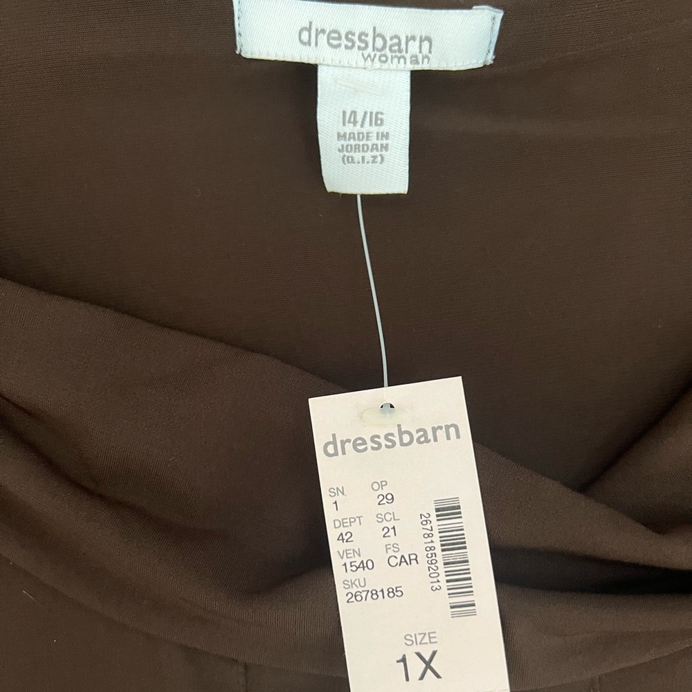 NWT Dressbarn Women’s Brown Cowl Neck Blouse - Size 14/16 - Picture 3 of 3